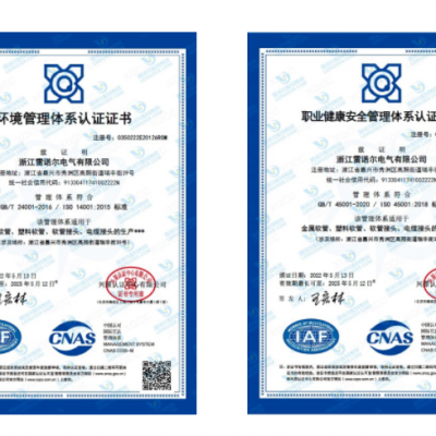 雷諾爾電氣順利通過ISO14001和ISO45001環(huán)境、安全管理體系認(rèn)證